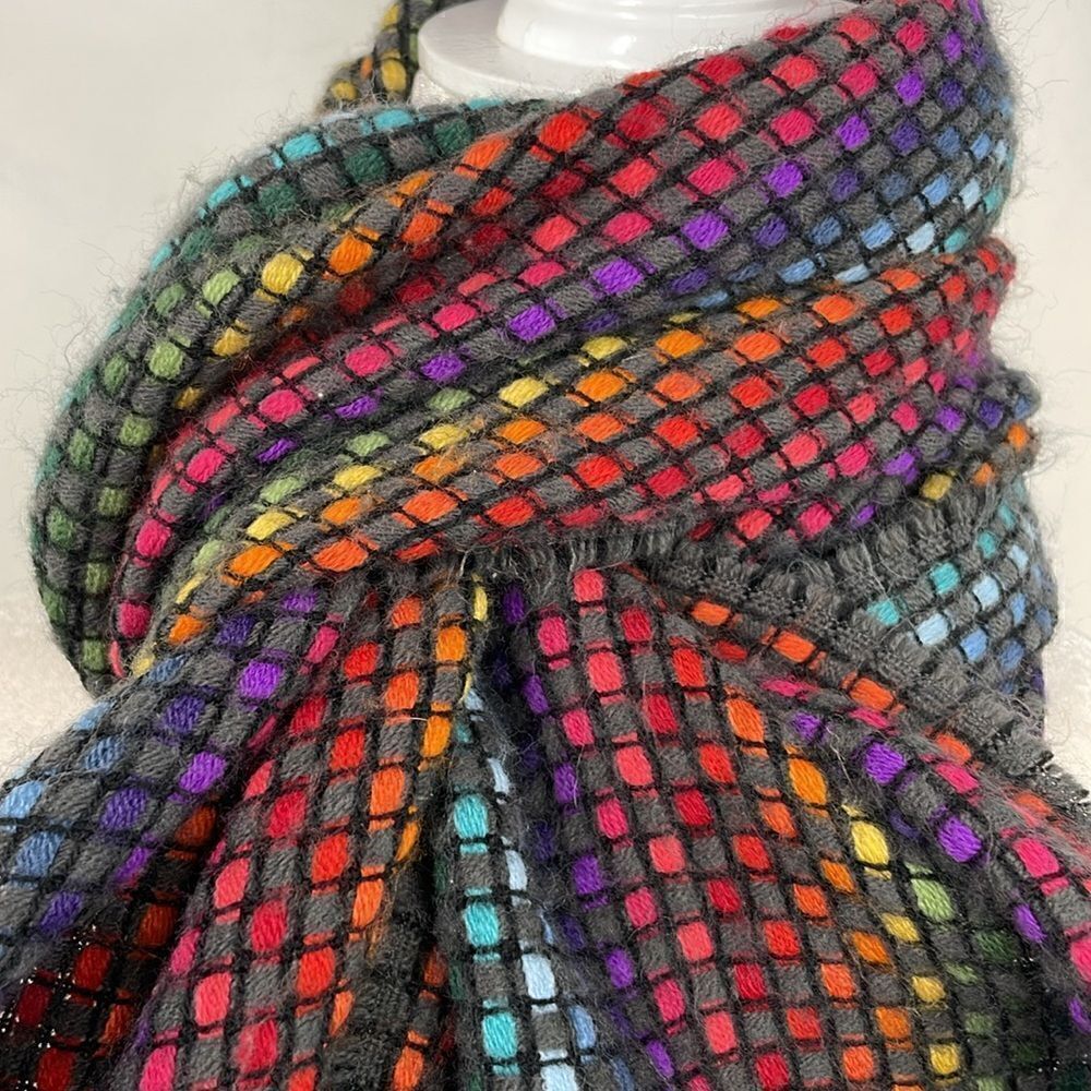 Scarf Rectangular Rainbow Weave Warm Soft - Picture 5 of 10